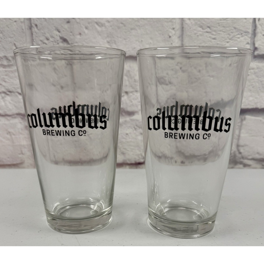 Columbus Brewing Company 16oz Pilsner Glass Set Of 2 Pair Co Ohio Bar Glasses